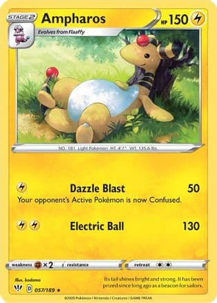 Ampharos — SWSH03: Darkness Ablaze Pokémon TCG card by kodama