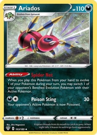 Ariados — SWSH03: Darkness Ablaze Pokémon TCG card by Shin Nagasawa