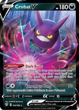 Crobat V — SWSH03: Darkness Ablaze Pokémon TCG card by PLANETA Mochizuki
