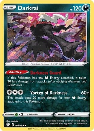 Darkrai — SWSH03: Darkness Ablaze Pokémon TCG card by nagimiso