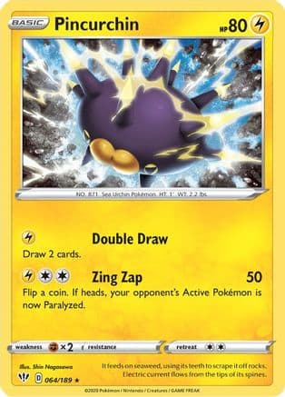 Pincurchin — SWSH03: Darkness Ablaze Pokémon TCG card by Shin Nagasawa