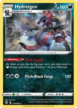Hydreigon — SWSH03: Darkness Ablaze Pokémon TCG card by kawayoo