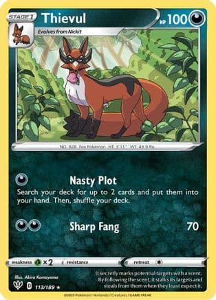 Thievul — SWSH03: Darkness Ablaze Pokémon TCG card by Akira Komayama