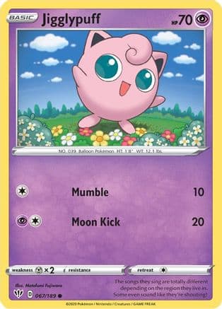 Jigglypuff — SWSH03: Darkness Ablaze Pokémon TCG card by Motofumi Fujiwara