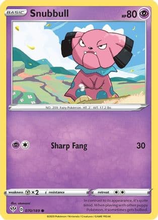 Snubbull — SWSH03: Darkness Ablaze Pokémon TCG card by otumami
