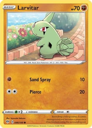 Larvitar — SWSH03: Darkness Ablaze Pokémon TCG card by Sanosuke Sakuma