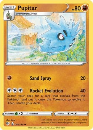 Pupitar — SWSH03: Darkness Ablaze Pokémon TCG card by Sekio