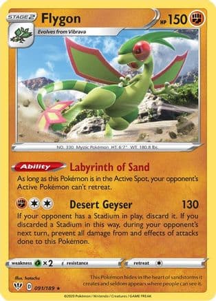 Flygon — SWSH03: Darkness Ablaze Pokémon TCG card by hatachu