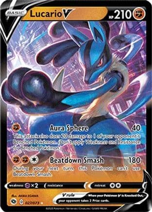 Lucario V — Champion's Path Pokémon TCG card by AKIRA EGAWA