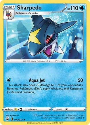 Sharpedo — Champion's Path Pokémon TCG card by Ryuta Fuse