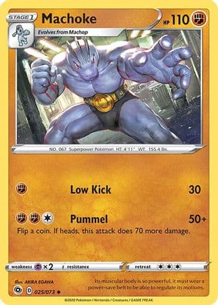 Machoke — Champion's Path Pokémon TCG card by AKIRA EGAWA