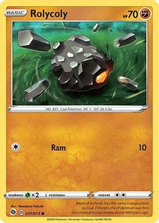 Rolycoly — Champion's Path Pokémon TCG card by Masakazu Fukuda
