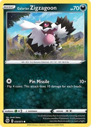Galarian Zigzagoon — Champion's Path Pokémon TCG card by Kouki Saitou