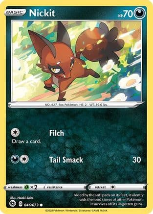 Nickit — Champion's Path Pokémon TCG card by Naoki Saito