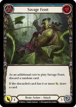 Savage Feast (Blue) — Welcome to Rathe Flesh and Blood card by Vladimir Shatunov