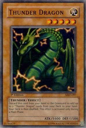 Thunder Dragon — Metal Raiders Yu-Gi-Oh! card by KAZUKI TAKAHASHI