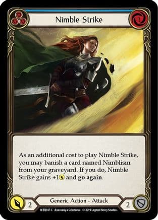 Nimble Strike (Blue) — Welcome to Rathe Flesh and Blood card by Anastasiya Gribtsova