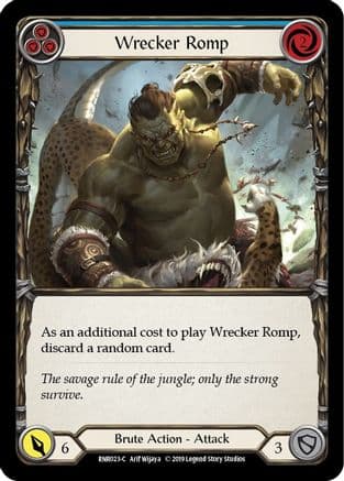 Wrecker Romp (Blue) — Hero Deck: Rhinar Flesh and Blood card by Arif Wijaya