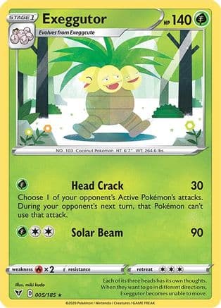 Exeggutor — SWSH04: Vivid Voltage Pokémon TCG card by miki kudo