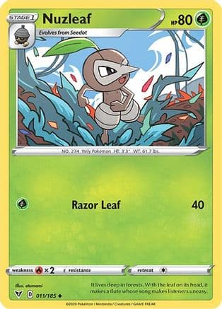 Nuzleaf — SWSH04: Vivid Voltage Pokémon TCG card by otumami