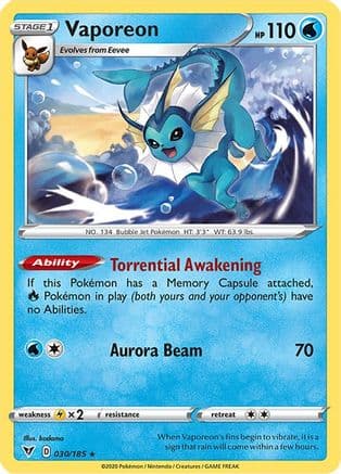 Vaporeon — SWSH04: Vivid Voltage Pokémon TCG card by kodama