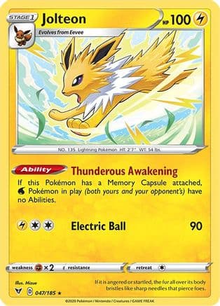 Jolteon — SWSH04: Vivid Voltage Pokémon TCG card by Mizue