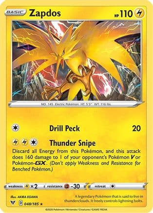 Zapdos — SWSH04: Vivid Voltage Pokémon TCG card by Kagemaru Himeno