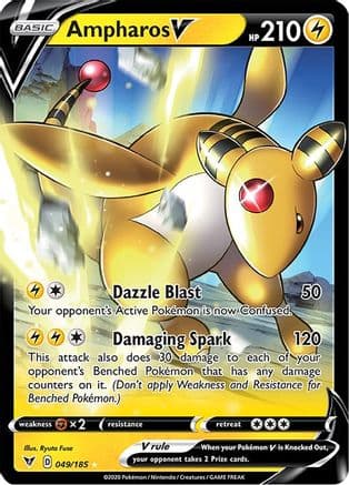 Ampharos V — SWSH04: Vivid Voltage Pokémon TCG card by Ryuta Fuse