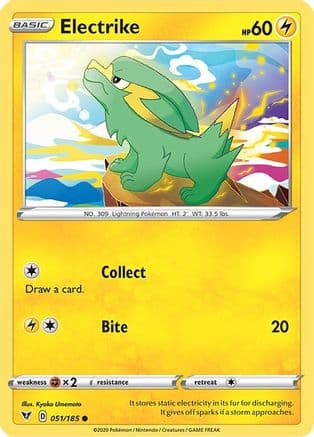 Electrike — SWSH04: Vivid Voltage Pokémon TCG card by Kyoko Umemoto