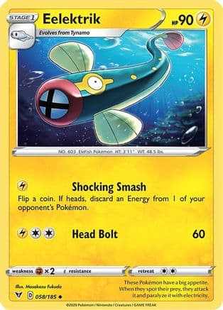 Eelektrik — SWSH04: Vivid Voltage Pokémon TCG card by Masakazu Fukuda