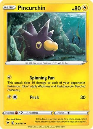 Pincurchin — SWSH04: Vivid Voltage Pokémon TCG card by Kouki Saitou