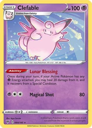 Clefable — SWSH04: Vivid Voltage Pokémon TCG card by Saya Tsuruta
