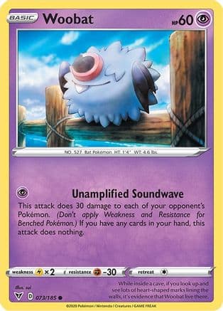 Woobat — SWSH04: Vivid Voltage Pokémon TCG card by sui