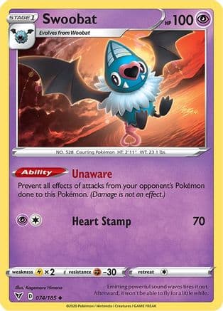 Swoobat — SWSH04: Vivid Voltage Pokémon TCG card by Kagemaru Himeno