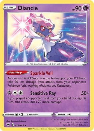 Diancie — SWSH04: Vivid Voltage Pokémon TCG card by Sanosuke Sakuma