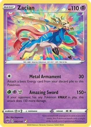 Zacian — SWSH04: Vivid Voltage Pokémon TCG card by Shin Nagasawa