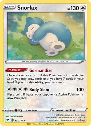 Snorlax — SWSH04: Vivid Voltage Pokémon TCG card by Atsuko Nishida