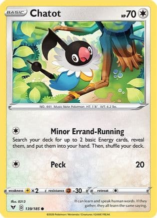 Chatot — SWSH04: Vivid Voltage Pokémon TCG card by 0313