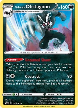 Galarian Obstagoon - SWSH059 — SWSH: Sword & Shield Promo Cards Pokémon TCG card by Hasuno