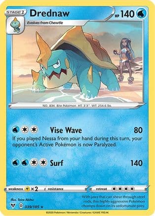 Drednaw - 39/185 (Cracked Ice Holo) — Deck Exclusives Pokémon TCG card by Ken Sugimori