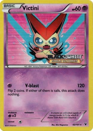Victini - 43/101 (Prerelease) — Black and White Promos Pokémon TCG card by Shin Nagasawa