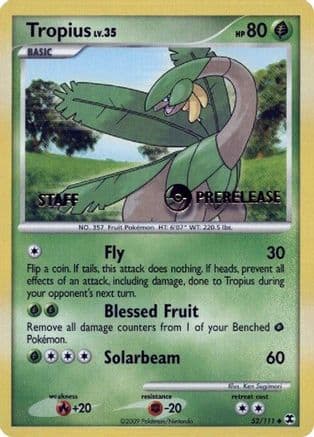 Tropius - 52/111 (Prerelease) [Staff] — Nintendo Promos Pokémon TCG card by Ken Sugimori
