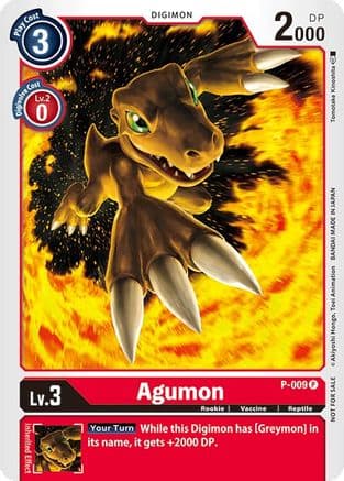 Agumon - P-009 — Digimon Promotion Cards Digimon Card Game card by Tomotake Kinoshita