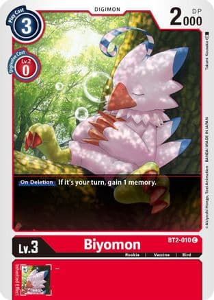 Biyomon - BT2-010 — Release Special Booster 1.5 Digimon Card Game card by Takumi Kōusāka