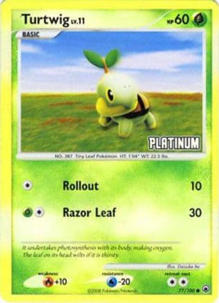 Turtwig - 77/100 [Platinum] — Burger King Promos Pokémon TCG card by Denchu.