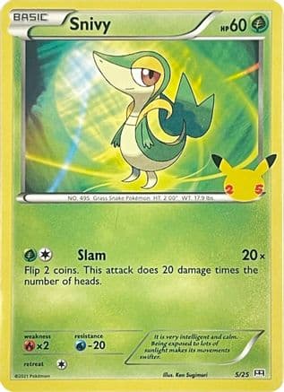 Snivy - 5/25 — McDonald's 25th Anniversary Promos Pokémon TCG card by Ken Sugimori