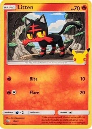 Litten - 15/25 — McDonald's 25th Anniversary Promos Pokémon TCG card by Akira Komayama