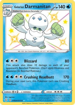 Galarian Darmanitan — Shining Fates: Shiny Vault Pokémon TCG card by nagimiso