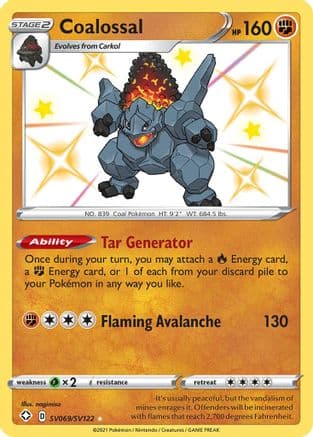 Coalossal — Shining Fates: Shiny Vault Pokémon TCG card by nagimiso