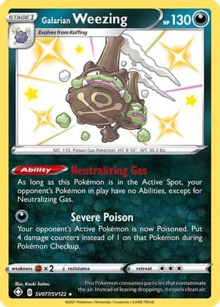 Galarian Weezing — Shining Fates: Shiny Vault Pokémon TCG card by Kouki Saitou